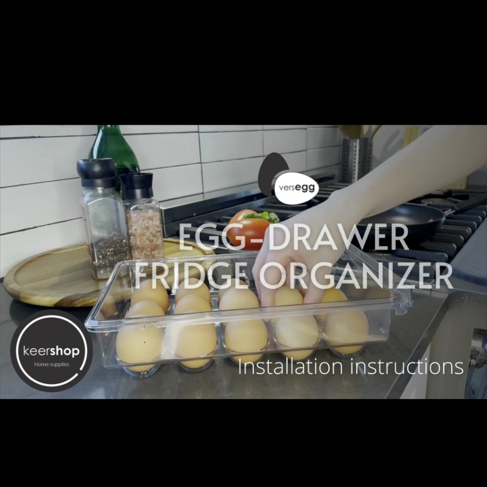 Keershop Egg-Drawer Fridge Organizer w/Bonus Whisk & Egg White Separator